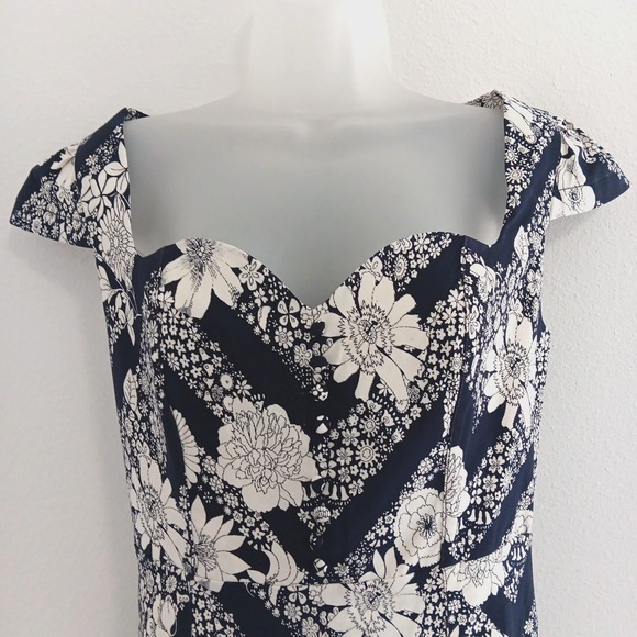 Maeve Cecily Dress Womens XS Fit Flare Sweetheart Blue‎ White Coquette Romantic - Picture 2 of 12